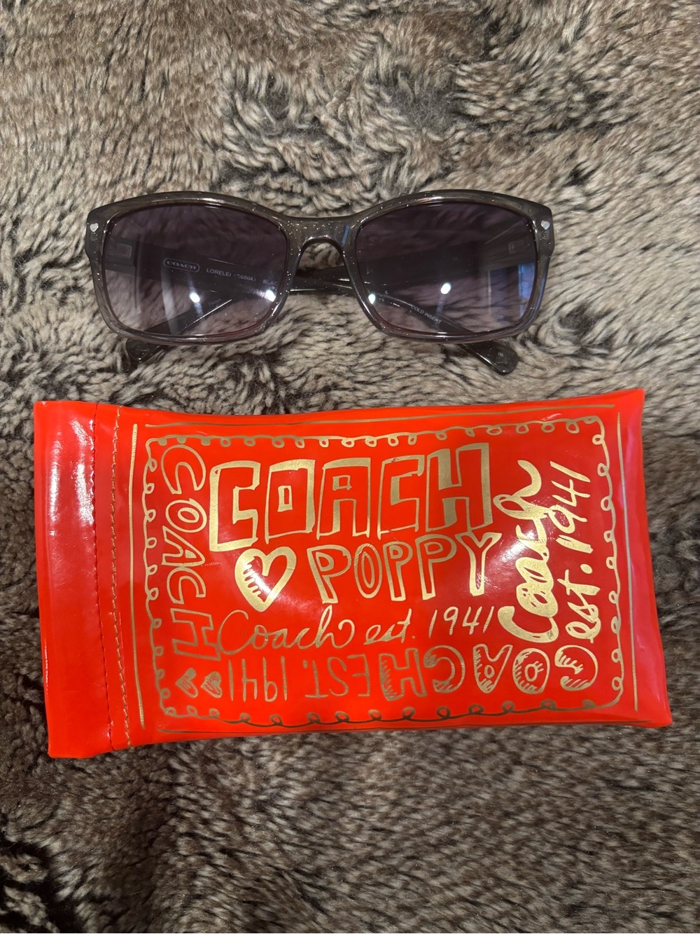 Coach Poppy Red Patent Sunglasses Pouch with Gold Logo